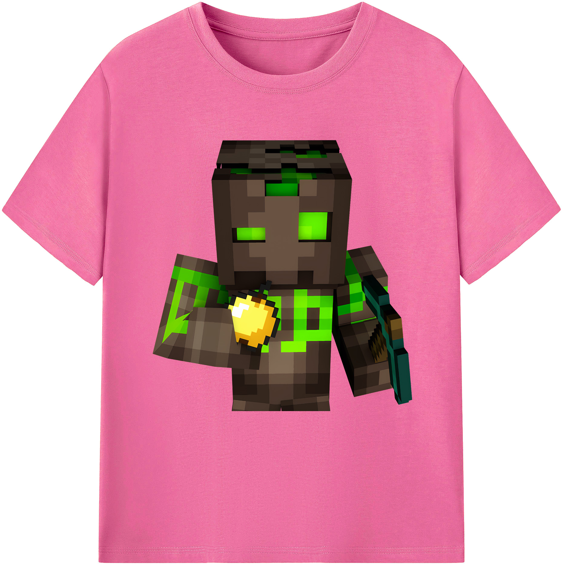 （画像用） マインクラフト ブロックの世界 Minecraft MC Block world レディースカジュアルプリントTシャツ（綿100％）